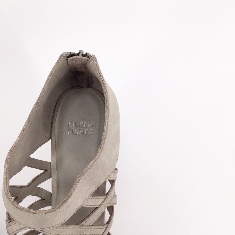 Eileen Fisher Gray Suede Strappy Cage Sandal 9.5